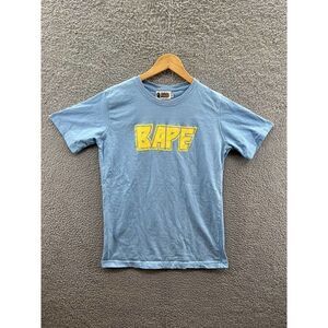 A Bathing Ape Bape Yellow Kiss Logo Blue T-Shirt Men’s Size Medium